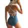 Eomenie Women's One Piece Swimsuits - Blue Striped