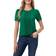 CeCe Women's Pin-Tucked Front Short Sleeve Crew Neck Blouse - Lush Green