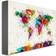 Trademark Fine Art Paint Splashes World Map Framed Art 47x30"