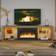 Bestier Fireplace Entertainment Center Black TV Bench 71x20"