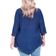 Avenue Ellie Pintuck Lace Top Plus Size - Navy