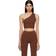 Staud Lexi ribbed-knit cropped top brown