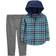 Carter's Baby's Plaid Hooded Button-Front & Pant Set - Blue/Grey