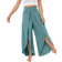 Halara Breezeful High Waisted Back Waistband Pocket Palazzo Flowy Split Wide Leg Quick Dry Casual Pants - Mineral Blue