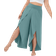 Halara Breezeful High Waisted Back Waistband Pocket Palazzo Flowy Split Wide Leg Quick Dry Casual Pants - Mineral Blue