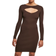 Urban Classics Ladies Cut Out Mini Knit Evening Dress - Brown