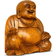 Happy Buddha Statue Hand Carved Smiling Brown Figurine 3.1"