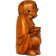 Happy Buddha Statue Hand Carved Smiling Brown Figurine 3.1"