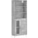 vidaXL Highboard ‎1 Glass Door 3 Drawers Concrete Grey Skjenk 69.5x180cm