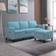 ZAFLY Convertible Sectional Blue Sofa 77.6" 3 Seater