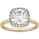 Charles & Colvard Moissanite Cushion Halo Engagement Ring - Gold/Diamonds