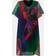 Ulla Popken Short Sleeve V-Neck Layered Floral Graphic Dress blue