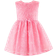 Girl's Rosette Applique Tulle Dress - Pink