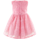 Girl's Rosette Applique Tulle Dress - Pink