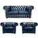 JV Furniture Chesterfield Brown Sofa 165cm 3Stk. Zweisitzer