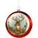 Northlight Glittered Reindeer Glass Disc Red Christmas Tree Ornament 4"
