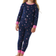 Schiesser Girl's Long Fine Rib Organic Cotton Cuffs Space Pajamas - Dark Blue