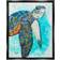 Stupell Industries Bold Aquatic Sea Turtle Pebbled Collage Patterns Aqua/Green/Black Framed Art 17x21"