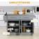 Homcom Rolling Kitchen Island Grey Storage Cabinet 57x36"
