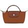 Longchamp Le Pliage Green Pouch with Handle - Cognac