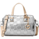Michael Kors Grayson Small Logo Embossed Patent Duffel Crossbody Bag - Silver