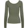 Pieces Kitte Button Front Ribbed Top - Deep Lichen Green