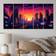 Design Art Los Angeles City Of Angels Pink/Blue Framed Art 60x28"
