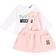 Moschino Teddy Balloons T-Shirt & Dungaree Skirt Co-Ord Set - Pink