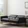 Lucid Comfort Collection Futon Black Faux Leather Sofa 36" 2 Seater
