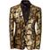 Cloudstyle Men's Dress Floral Suit Notched Lapel Slim Fit Stylish Blazer - Golden