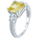 Bling Jewelry Asscher Cut Engagement Ring - Silver/Yellow/Transparent