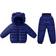 Infant Lightweight Puffer Bear Hood Coat & Pants Suit - Navy