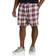 DXL Big and Tall Essentials Plaid Shorts - Burgundy Multi