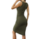 Missufe Ruched Bodycon Dress - Army Green