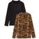 Amazon Essentials Kid's Slim Fit LS Mockneck Tops 2-pack - Black/Brown Animal Print