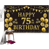 Trgowaul Decals & Wall Decorations 75th Birthday Backdrop Gold/Black