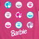 Barbie Original Icons in Circle Grid Raglan Graphic T-shirt - Heather Fuchsia