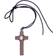 Jesus Cross Necklace - Silver/Brown