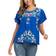 YZXDORWJ Women's Embroidered Mexican Peasant Blouse - Blue