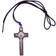 Jesus Cross Necklace - Silver/Brown