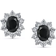 Bling Jewelry Vintage Oval Stud Earrings - Silver/Black/Transparent