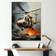 Design Art Abstract Military Apache Helicopter Multicolour Framed Art 12x20"