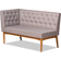 Baxton Studio Riordan Fabric Upholstered Gray/Walnut Brown Sofa 74.4" 2 4 Seater