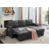 Simple Relax Sleeper Sectional with USB Charger and Tablet Pocket Dark Gray Sofa 84" 3 3 Seater
