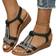 Kijblae Casual Bohemian Rhinestone Roman Sandals - Black
