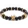 Sevenstone Crown King Charm Bracelet - Gold/Onyx/Black