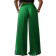 Shein Slayr Elegant Elastic Waist Dark Green Pleated Large-Footed Extra-Long Wide-Leg Pants For Women