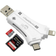 SkyAuks 4 in 1 Card Reader, iFlash Drive USB Micro SD &TF Card Reader Adapter for iPhone Android iPad, Plug and Play, White