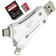 SkyAuks 4 in 1 Card Reader, iFlash Drive USB Micro SD &TF Card Reader Adapter for iPhone Android iPad, Plug and Play, White