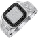 Bling Jewelry Halo Square Engagement Ring - Silver/Transparent/Black